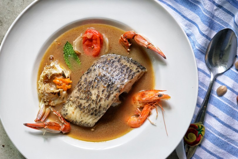Spicy Tomato Seafood Soup with Bell Peppers