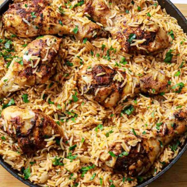 Savory One-Skillet Chicken Drumsticks with Rice