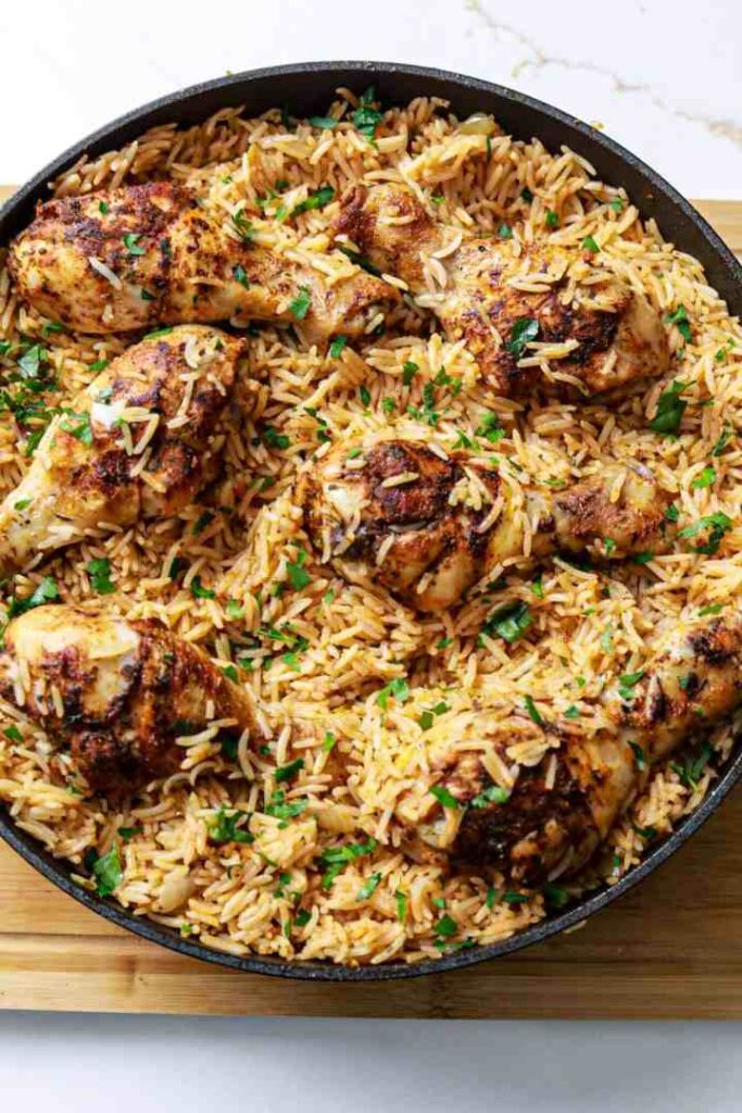 Savory One-Skillet Chicken Drumsticks with Rice