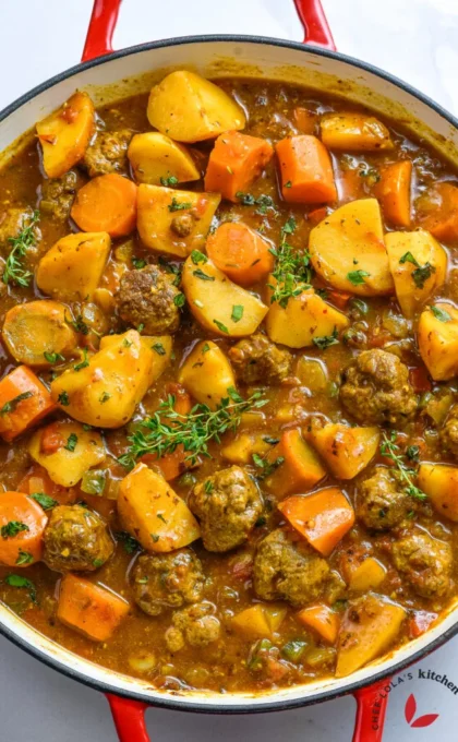 One-Pan Meatballs with Roasted Potatoes