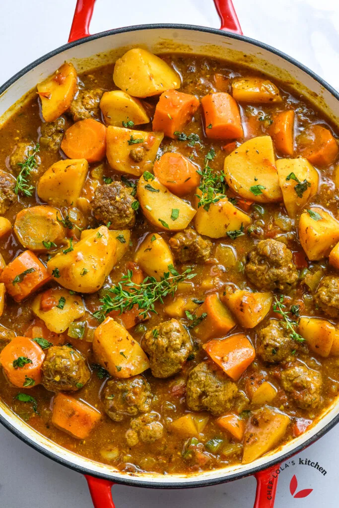 One-Pan Meatballs with Roasted Potatoes