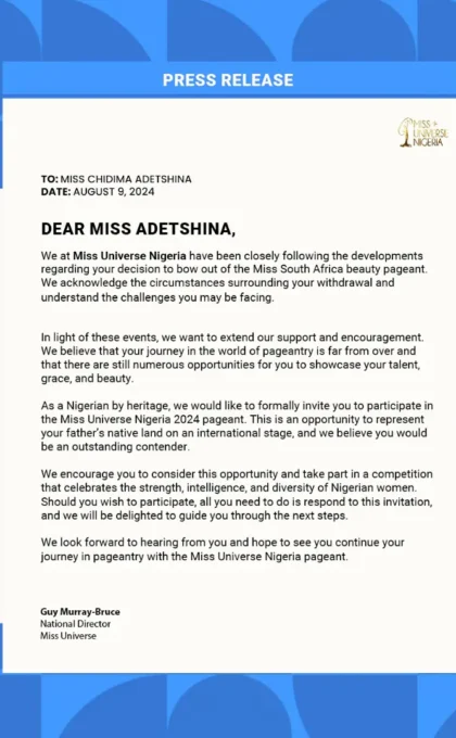 Beauty Queen Twist: Adetshina Gets Miss Universe Nigeria Shot