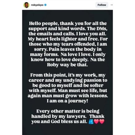 Roby Ekpo Apologizes for Emotional Breakdown in Interview About Ex-Wife