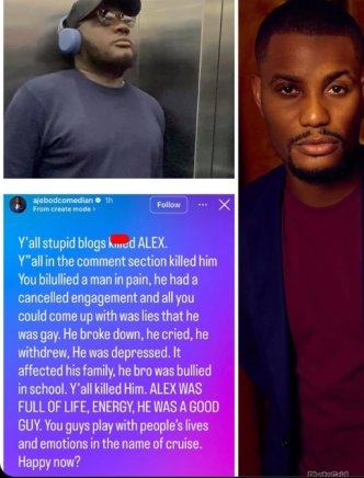 “Y’all Played With His Emotions”- Mixed Reactions as Comedian Ajebo Accuses Bloggers of Destroying Alexx Ekubo