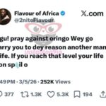“Your life don spoil o”- Singer Flavour’s recent tweet warning against having affairs with married women trends online