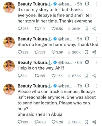 Beauty Tukura Confirms Ilebaye Is Safe After Disturbing Incident