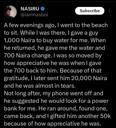 Nasboi Shares Heartwarming Beach Encounter: “He Was So Appreciative”