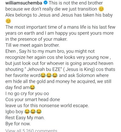 Williams Uchemba Speaks on Death of Actor Alexx: “He Has Gone to Be With Jesus”