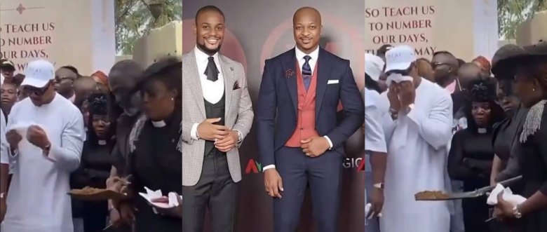 IK Ogbonna Breaks Down in Tears at Alexx Ekubo’s Emotional Burial Ceremony