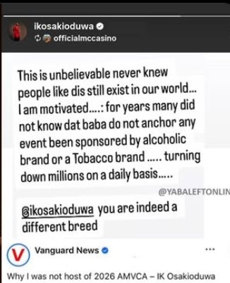 IK Osakioduwa Explains Absence from 2026 AMVCA: Refuses to Anchor Events Sponsored by Alcohol or Tobacco Brands