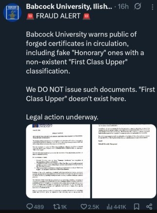 Babcock Disowns Carter Efe’s First Class Certificate Claim: “We Don’t Use ‘First Class Upper’”