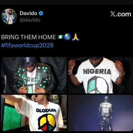Davido Stands Firm on “Bring Them Home” After Reno Omokri’s Criticism Following FIFA Global Stage Performance