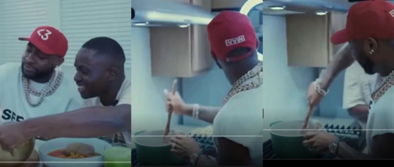 Davido Cooks Amala at Fan’s Family Home, Sparks Viral Reactions Online