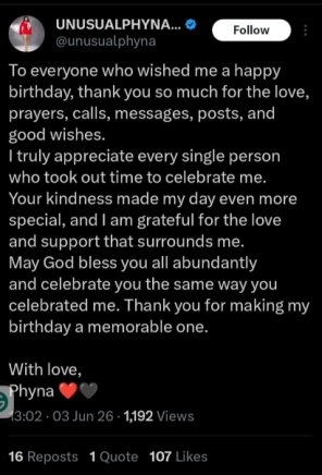 Phyna Celebrates Star-Studded Birthday with Carter Efe, Calls It “Memorable” Moment for Fans