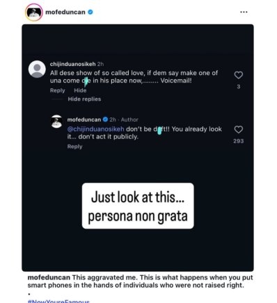 Mofe Duncan Slams Critic Calling His Love for Alex Ekubo ‘Fake’: “You Already Look It, Don’t Act It Publicly”