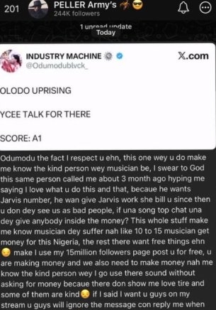 Olodo Uprising: Peller Accuses OdumoduBlvck of Betrayal After Jarvis Allegedly Billed Him