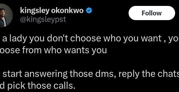 Pastor Kingsley Okonkwo Advises Women: “As a Lady, You Choose From Who Wants You, Not Who You Want”